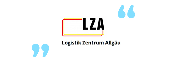 Referenzlogo LZA Logistik Zentrum Allgäu in Sprechblase